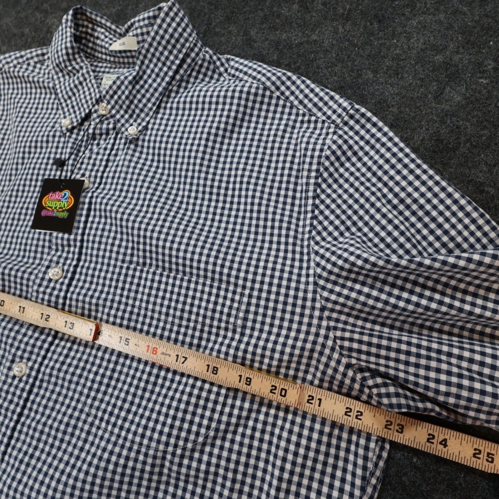 J.Crew Secret Wash Shirt Mens L Navy Excellent Slim Fit Gingham Stretch - Picture 3 of 11